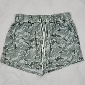 Camouflage Print Shorts with Drawstring XL